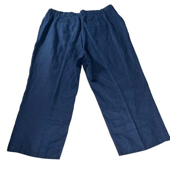Talbots Bristol Linen Crop Pants Navy Blue Size 16 Petite Summer Classic NWOT - Picture 7 of 12